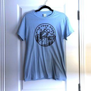 NWOT Light Blue Save Lands Find Your Road Tee
